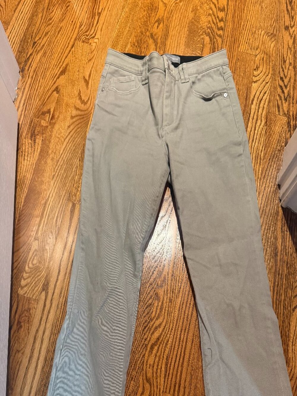Wit & Wisdom Olive Green Raw Hem Wide Leg Jeans Size 8